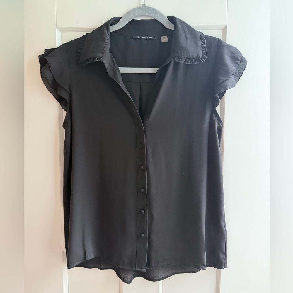Tahari tiered flutter sleeve blouse